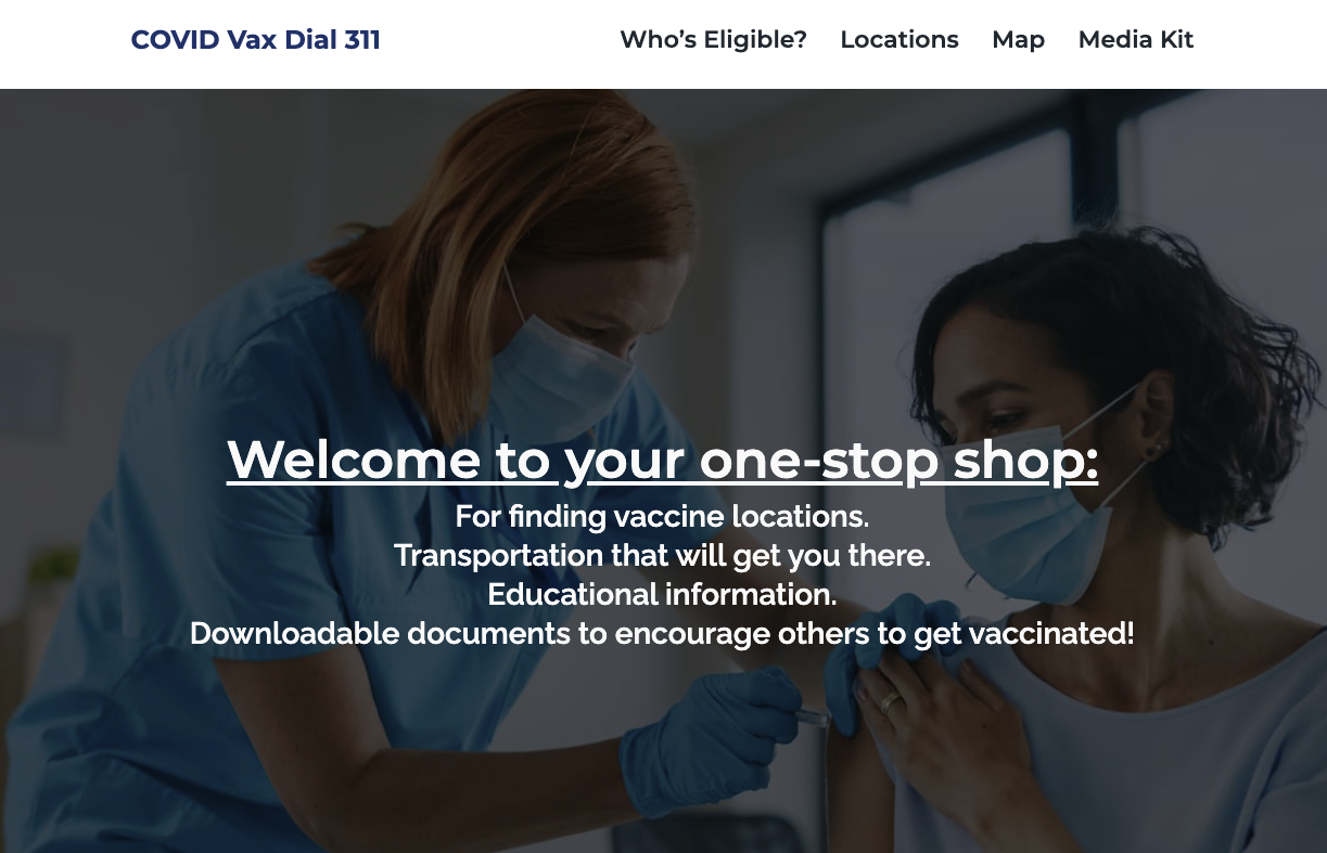 COVID Vax Dial 311 Website Screenshot